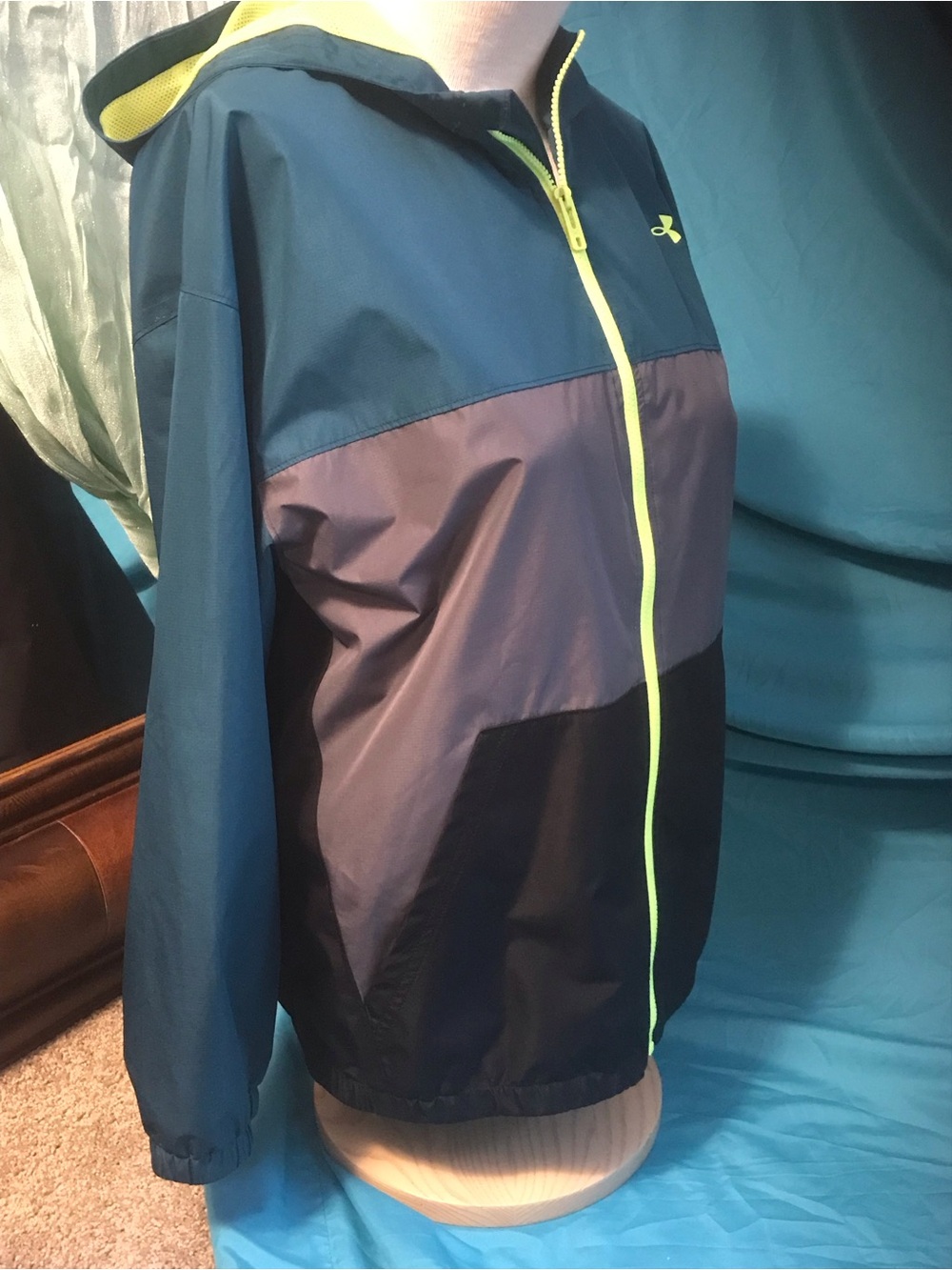 Youth  Colorblock Windbreaker Jacket with Neon Zip